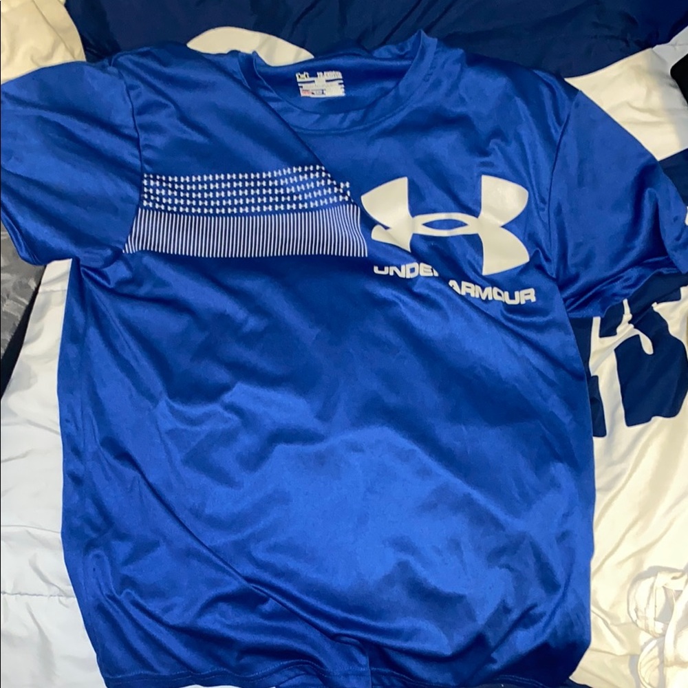 Under Armour Blue Short Sleeve Tee Performance Athletic Shirt
